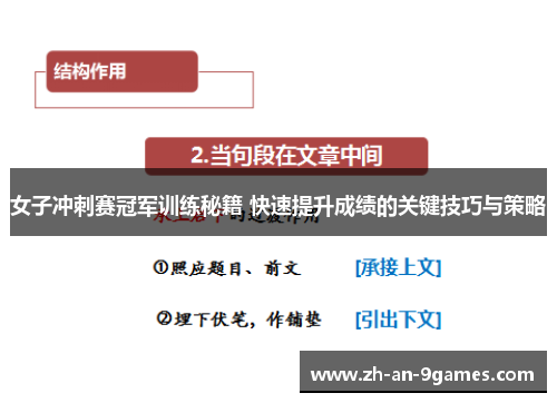 女子冲刺赛冠军训练秘籍 快速提升成绩的关键技巧与策略